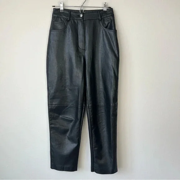 Aritzia Wilfred Oracle Faux Leather High Waisted Pants Black - Picture 4 of 11